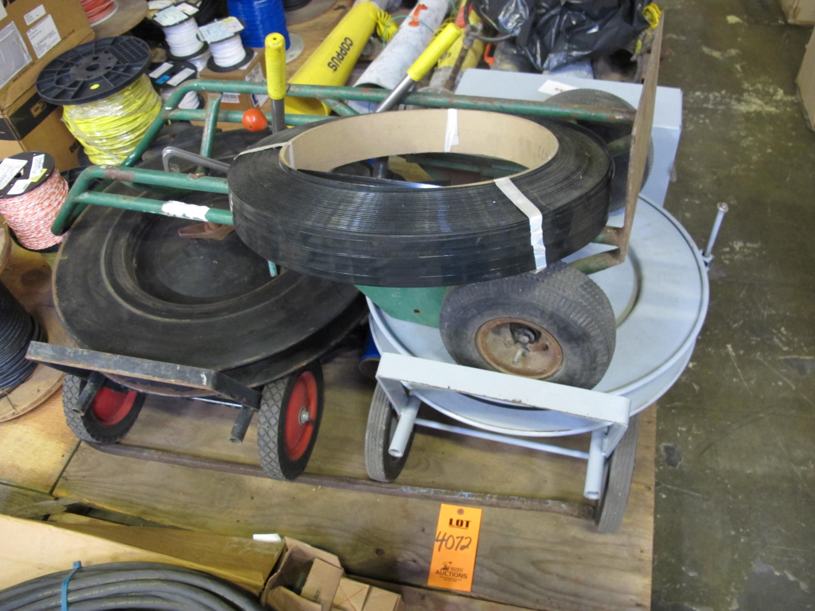 LOT TO INCLUDE: (2) BANDING MACHINES, (1) MOVING DOLLY. LOADING & HANDLING FEE $15-4072